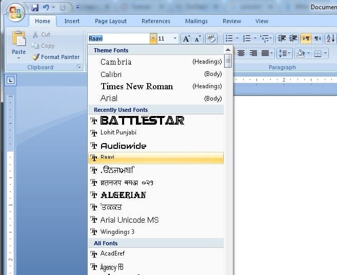 raavi font select raavi font select